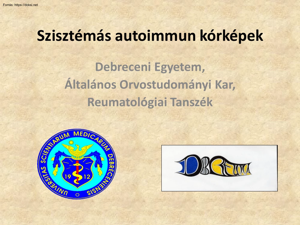 Dr. Bodoki Katalin - Szisztémás autoimmun kórképek