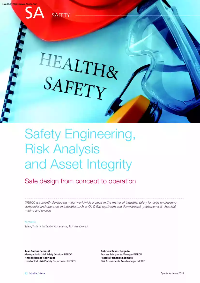 Safety Engineering, Risk Analysis and Asset Integrity