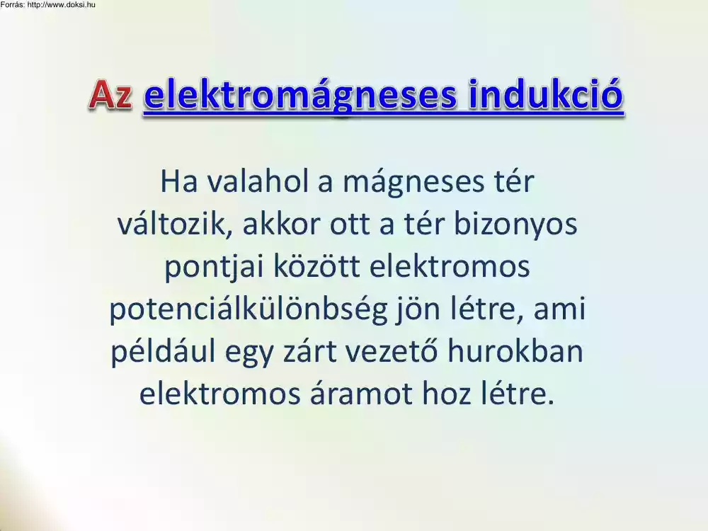 Kozma József - Az elektromágneses indukció