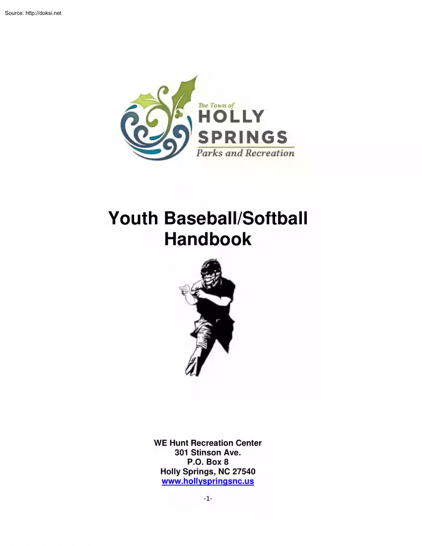 Youth Baseball, Softball Handbook