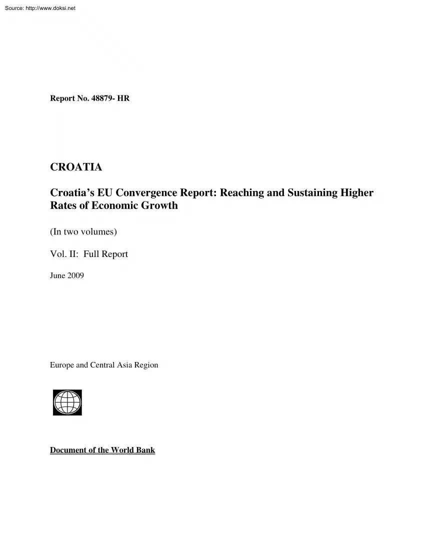 Croatias EU Convergence Report, Reaching and Sustaining Higher Rates of Economic Growth