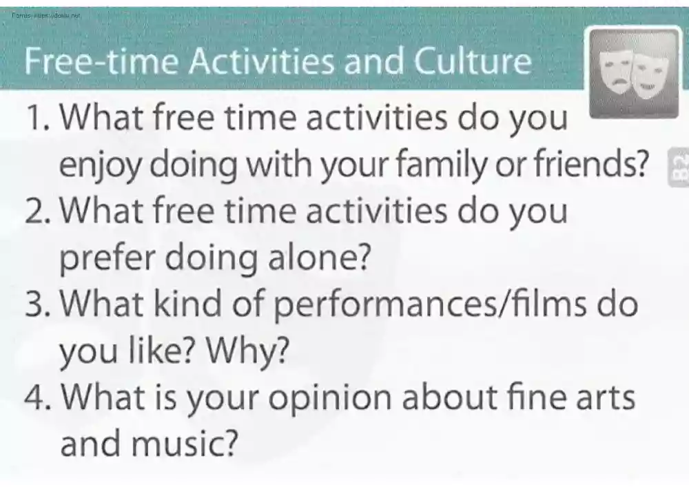 Free-time activities and culture, szókártyák
