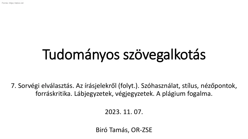 Bíró Tamás - Tudományos szövegalkotás