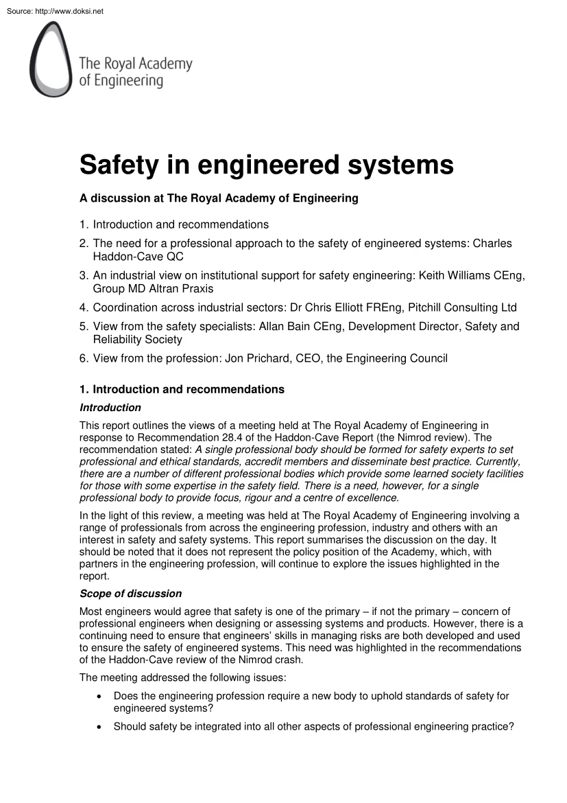 Safety in Engineered Systems