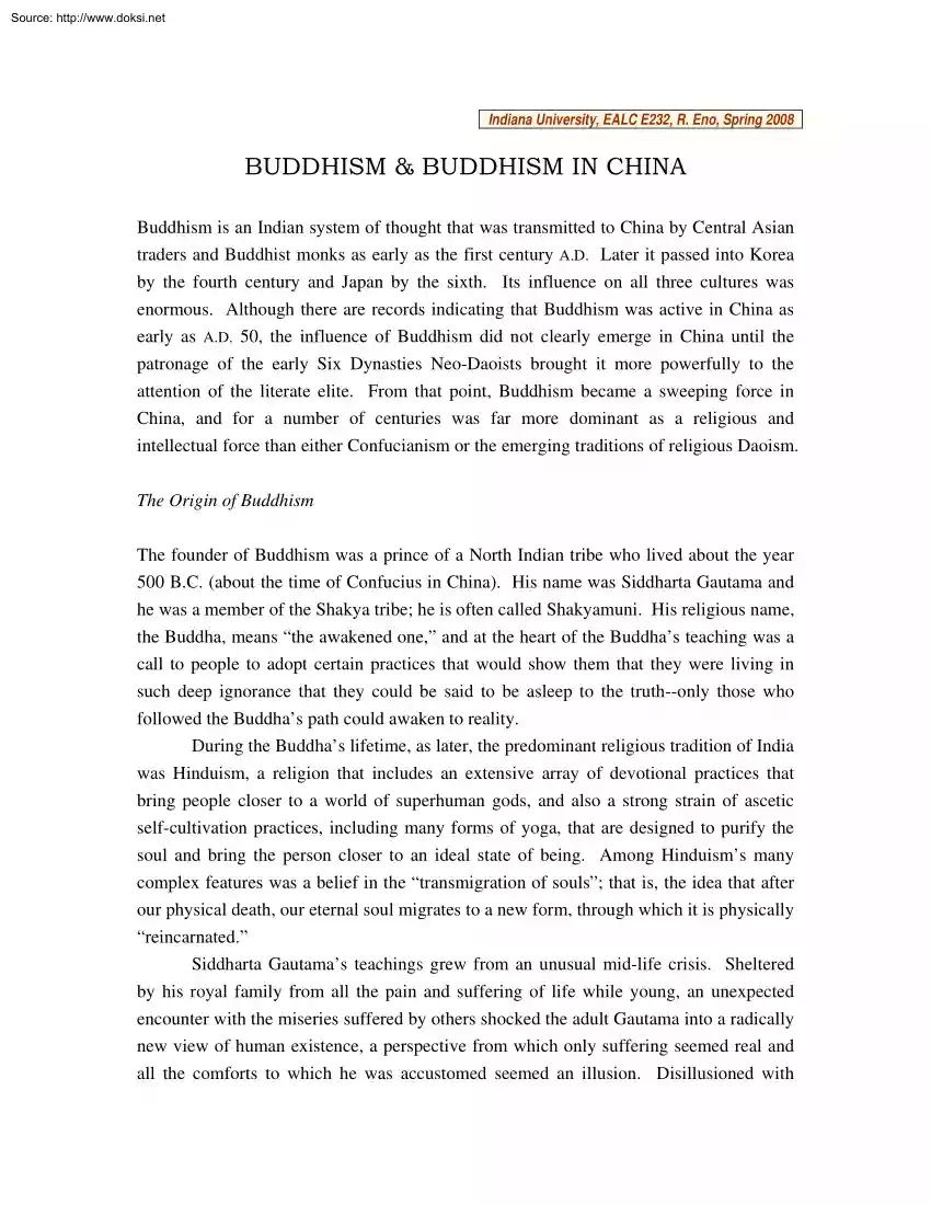 Buddhism and Buddhism in China