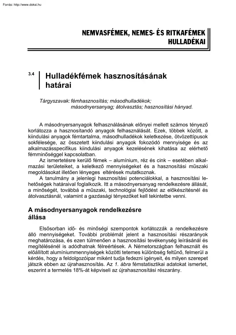 Miklóssy Gábor - Hulladékfémek hasznosításának határai