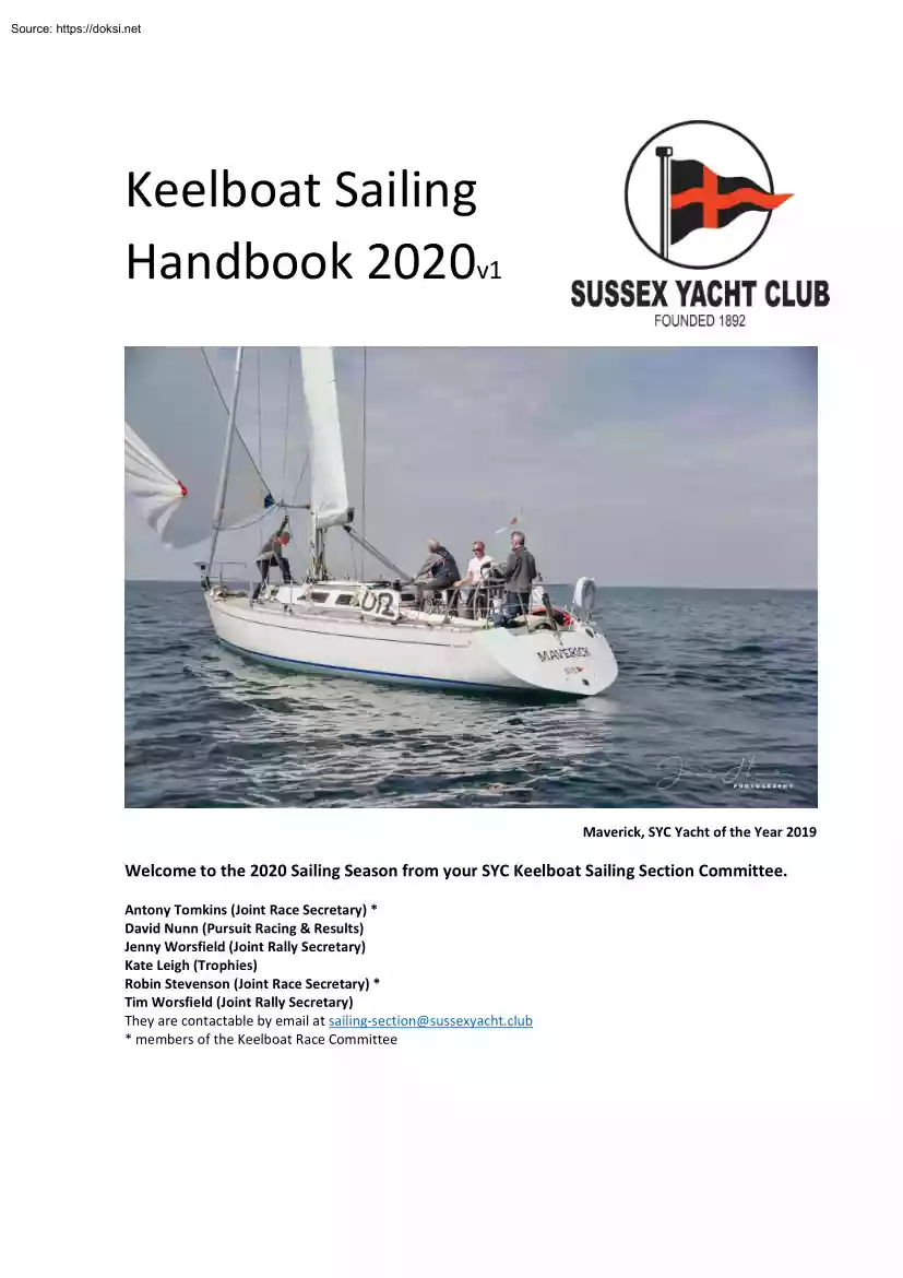 Keelboat Sailing Handbook, 2020