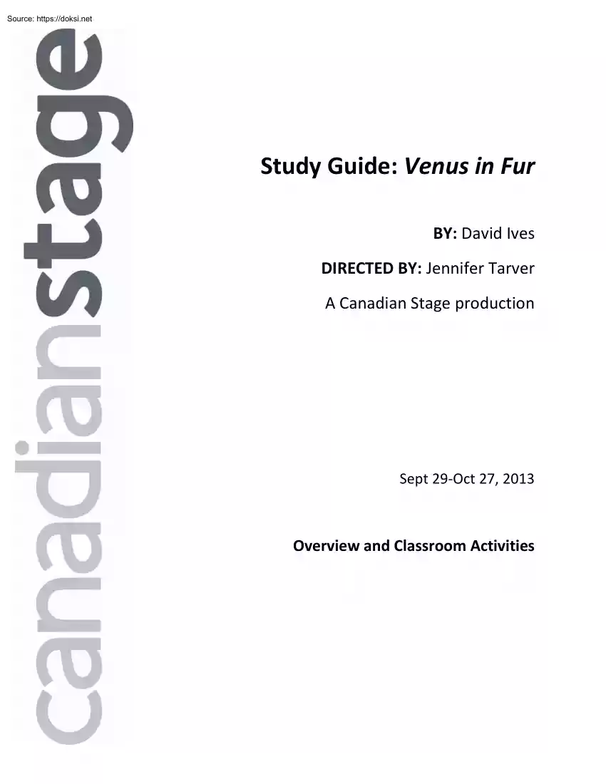 David Ives - Study Guide, Venus in Fur