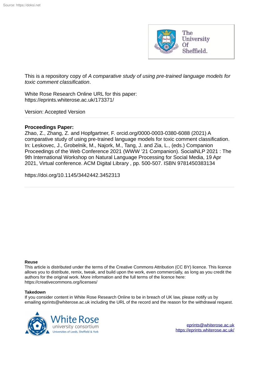 A Comparative Study of Using Pre-trained Language Models for Toxic Comment Classification