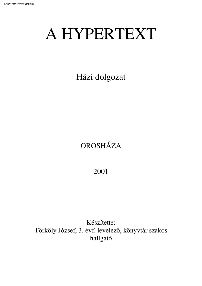Törköly József - Hypertext