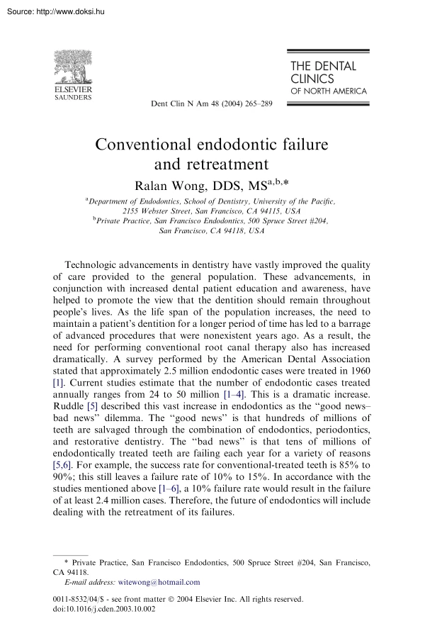 Conventional endodontic failure and retreatment