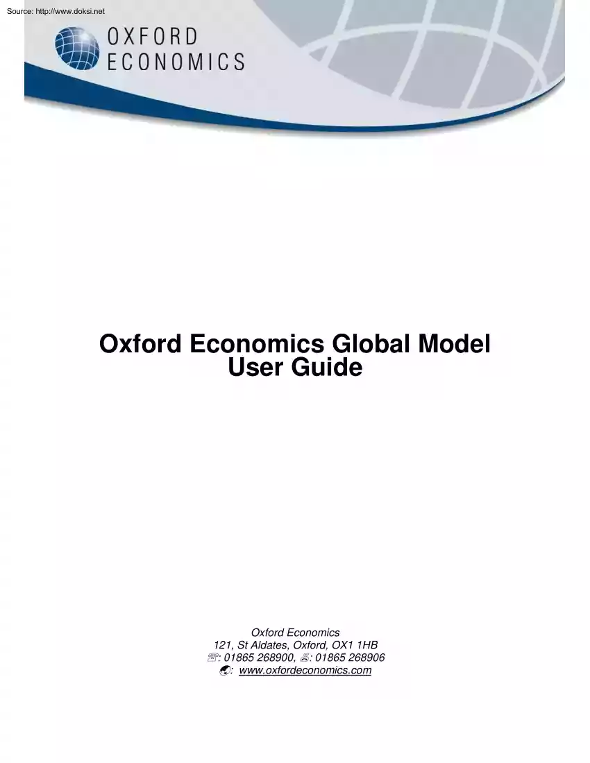 Oxford Economics Global Model, User Guide