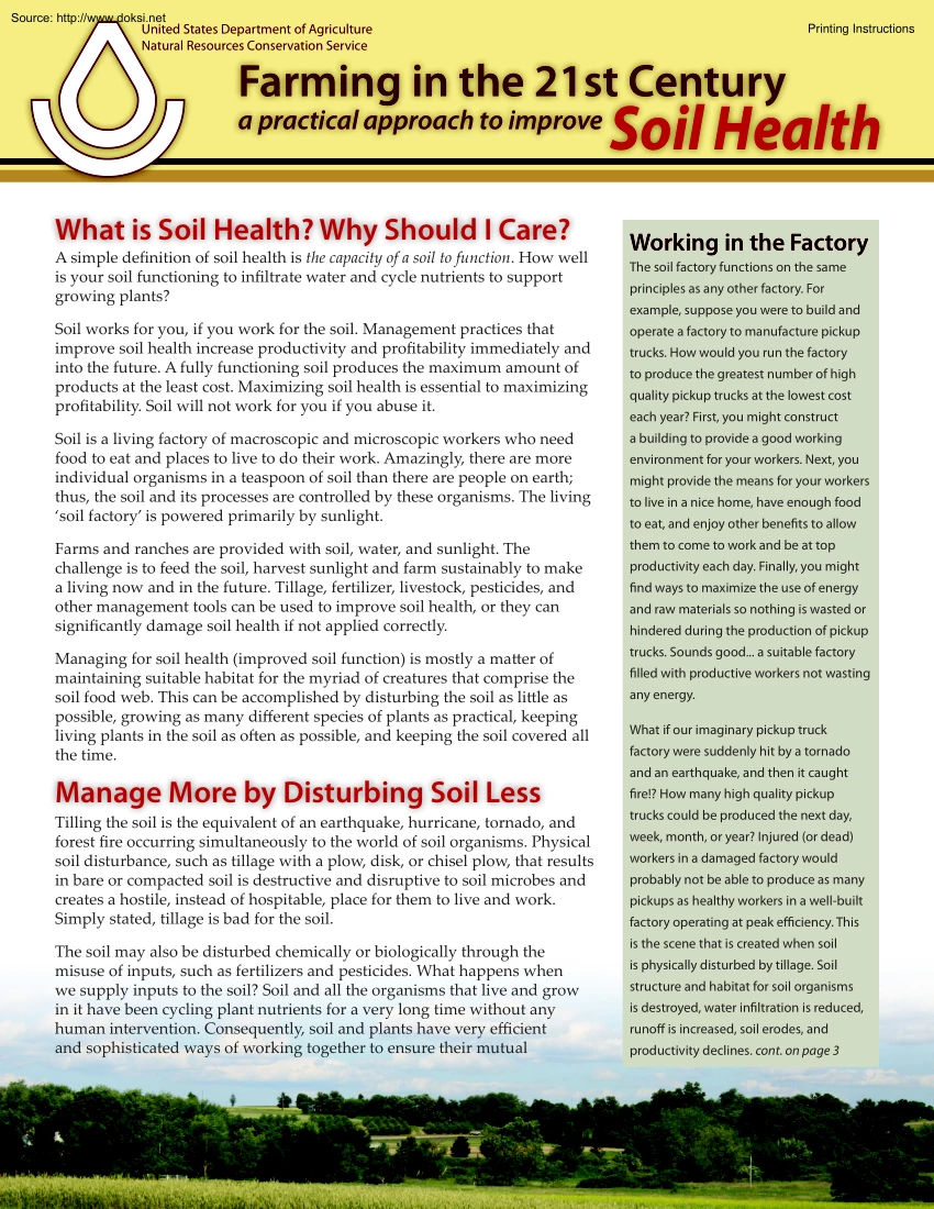 Farming in the 21st Century, A Practical Approach to Improve Soil Health