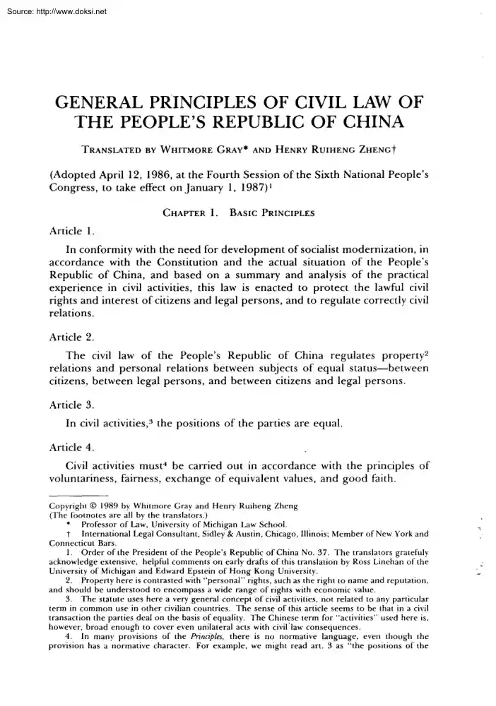 Gray-Ruiheng - General Principles of Civil Law of the Peoples Republic of China
