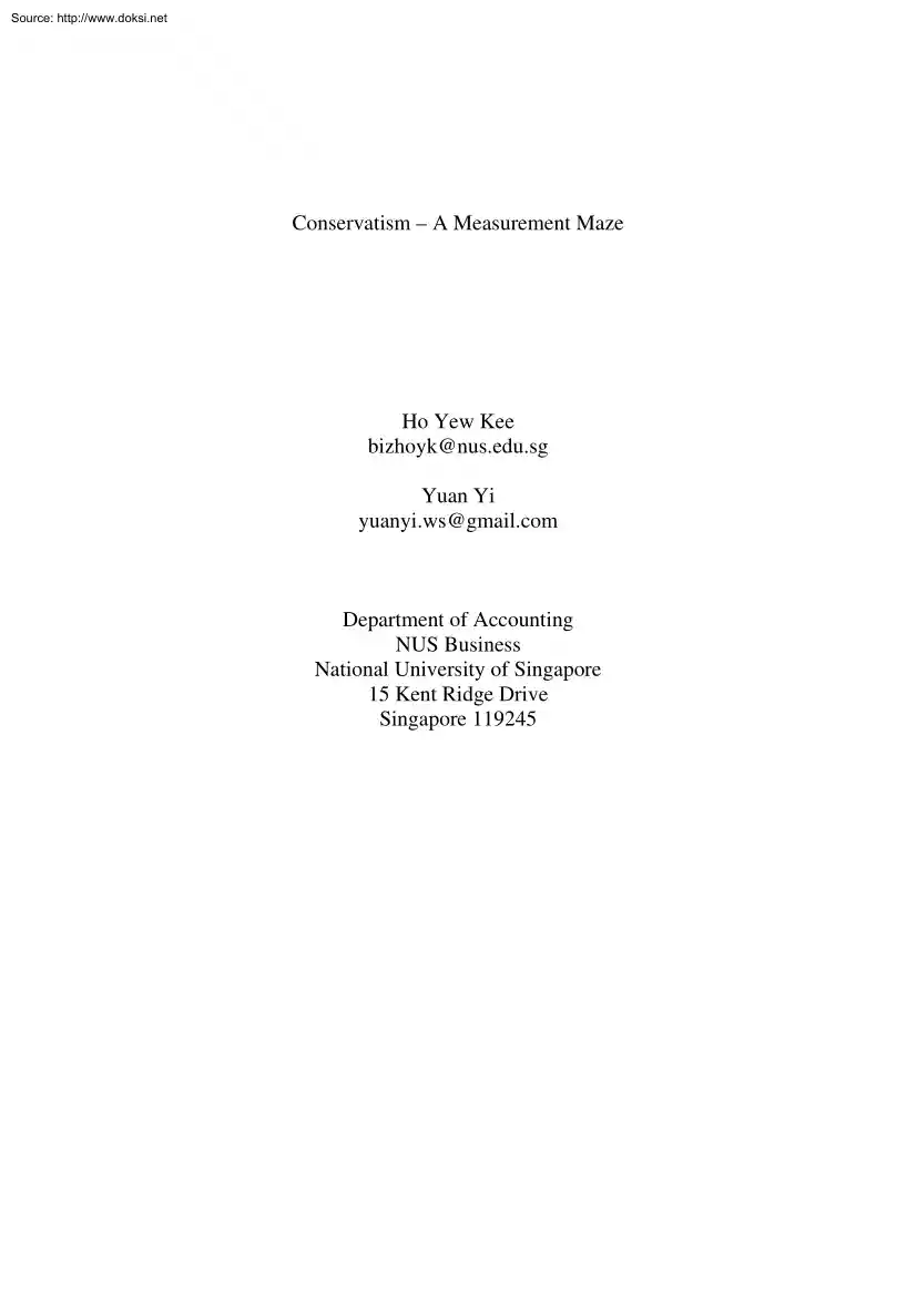 Kee-Yi - Conservatism, A Measurement Maze