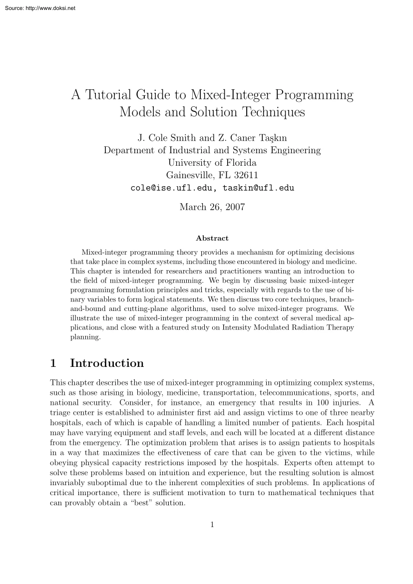 Smith-Taskin - A Tutorial Guide to Mixed-Integer Programming Models and Solution Techniques