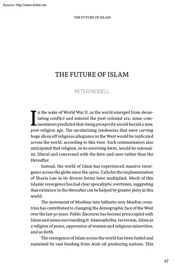 Peter Riddell - The Future of Islam