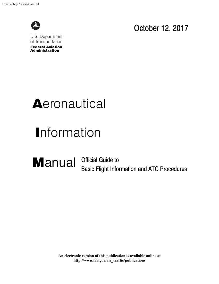 Aeronautical Information Manual, Official Guide to Basic Flight Information and ATC Procedures