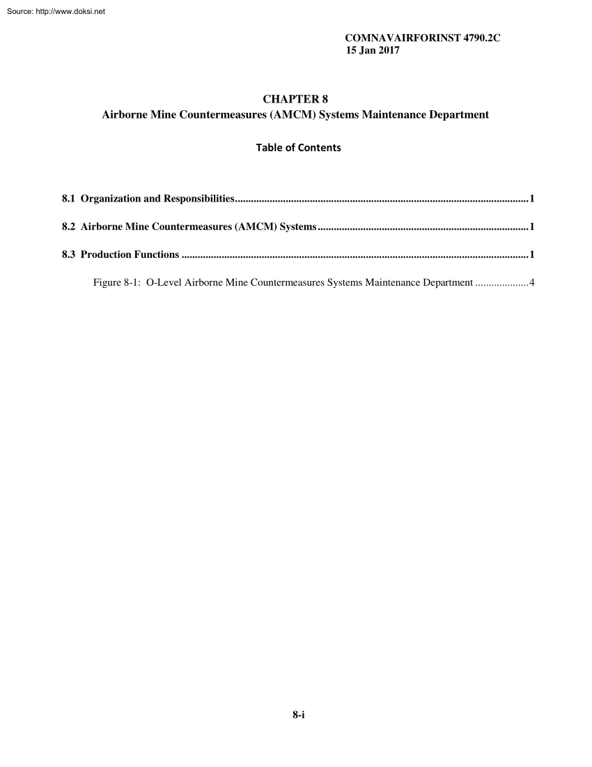 COMNAVAIRFORINST 4790.2C Chapter 08, Airborne Mine Countermeasures, AMCM Systems Maintenance Department