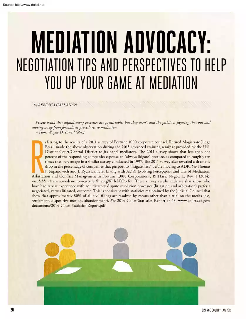 Mediation Advocacy, Negotiation Tips and Perspectives to Help you up your Game at Mediation