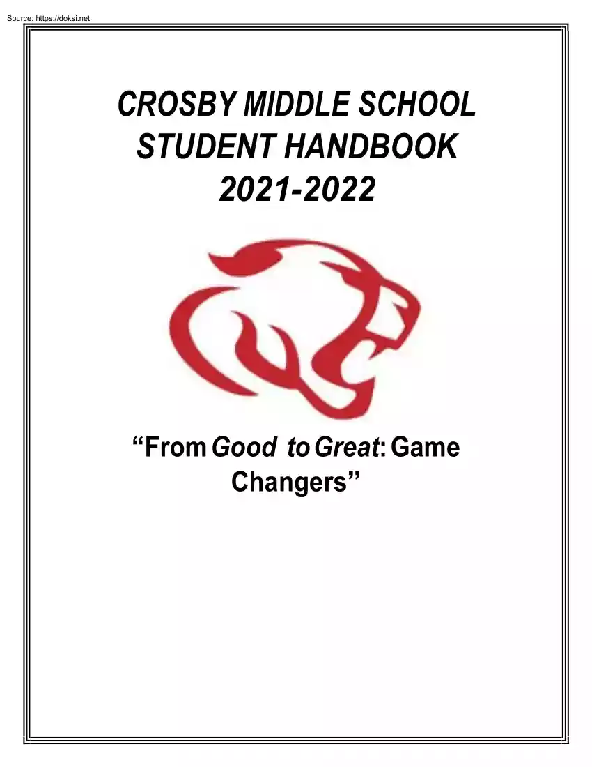 Crosby Middle School, Student Handbook