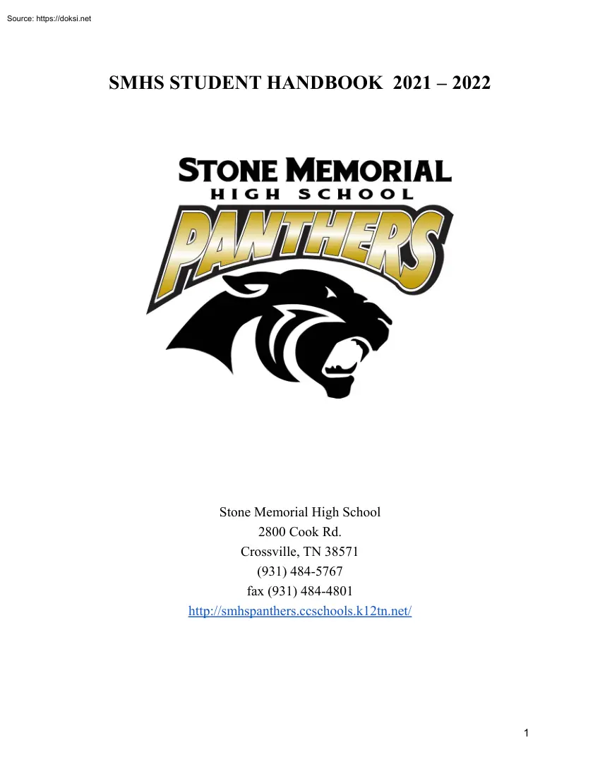 Stone Memorial High School Student Handbook