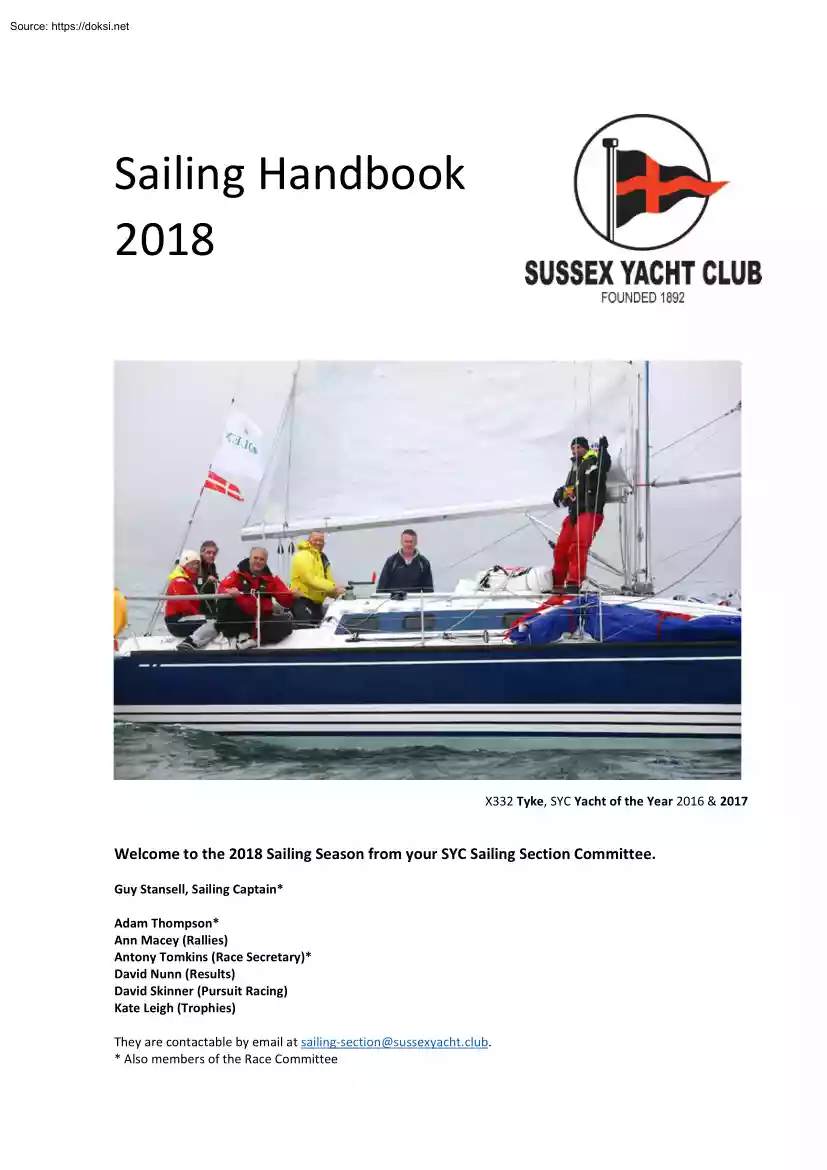 Keelboat Sailing Handbook, 2018
