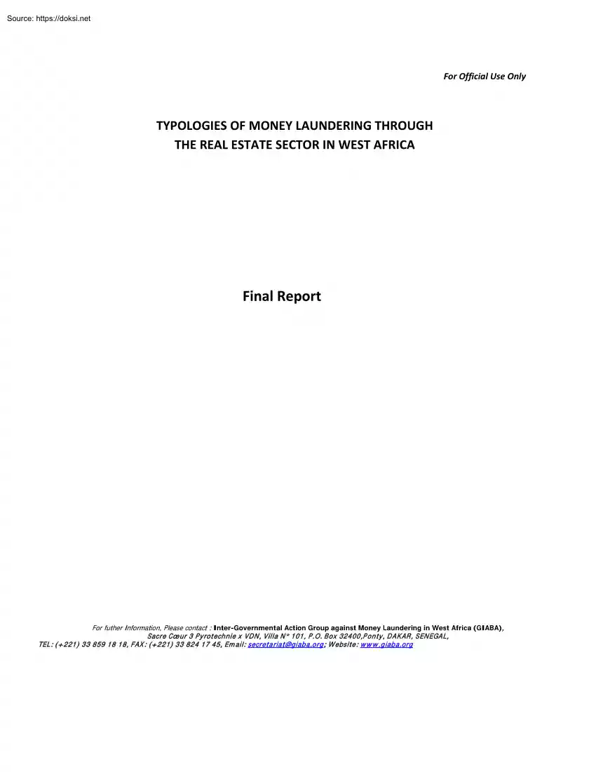 Typologies of Money Laundering Through the Real Estate Sector in West Africa