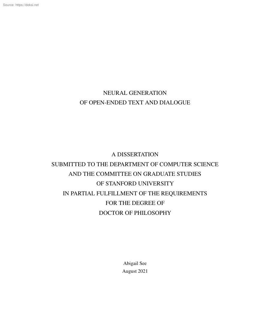 Abigail See - Neural generation of open-ended text and dialogue