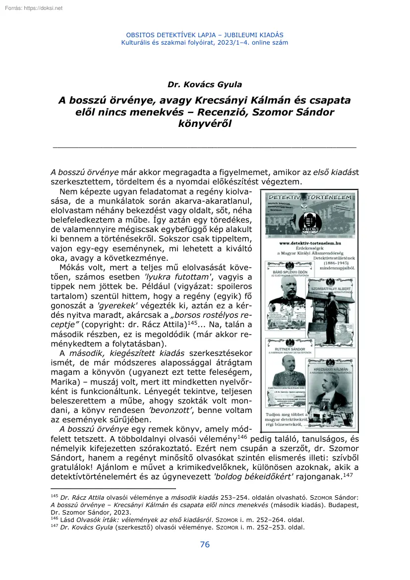 Dr. Kovács Gyula - A bosszú örvénye, avagy Krecsányi Kálmán és csapataelől nincs