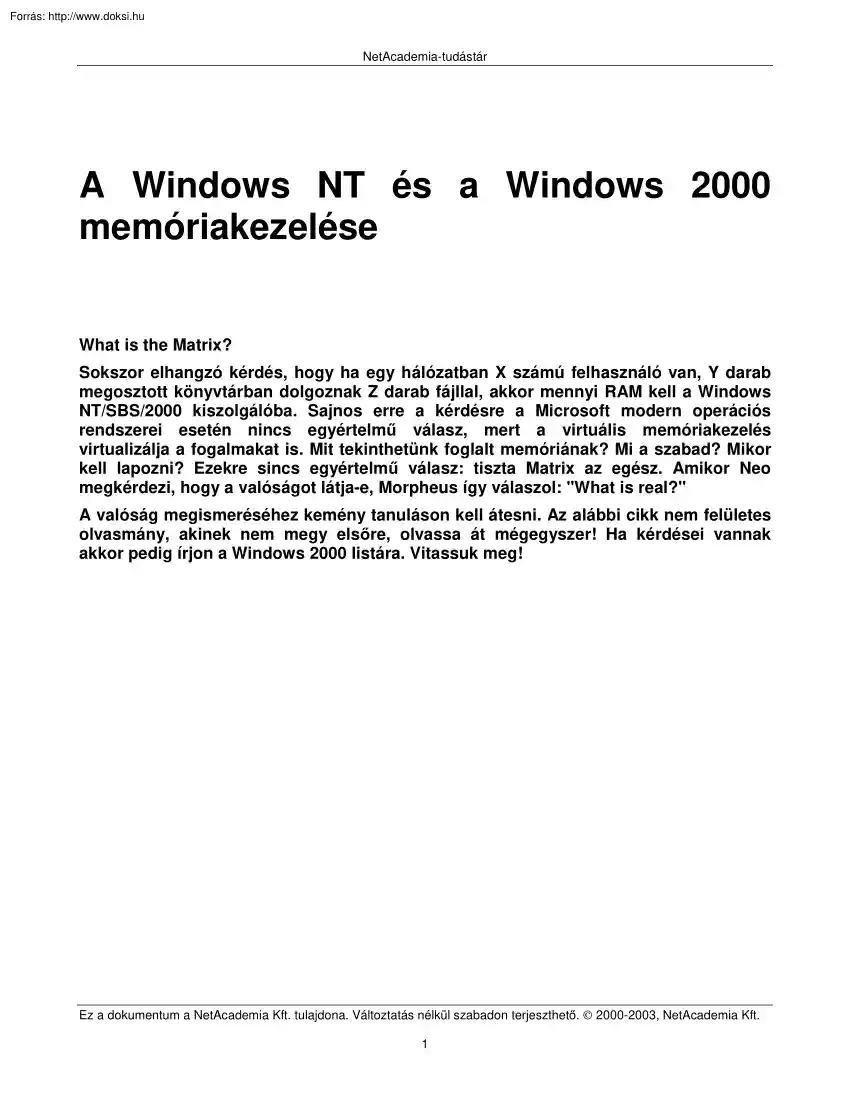 A Windows 2000 biztonságos üzemeltetése