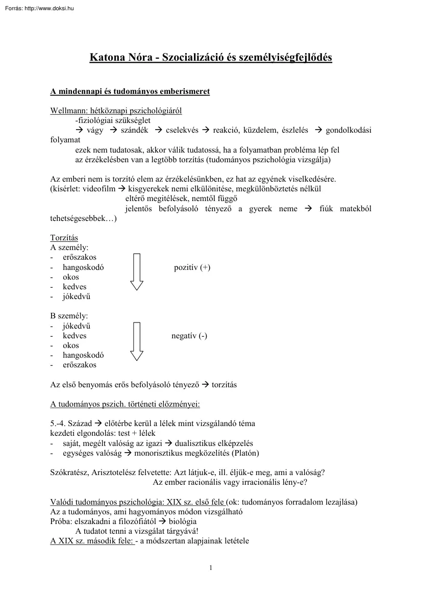 Katona Nóra - Szocializáció és személyiségfejlődés