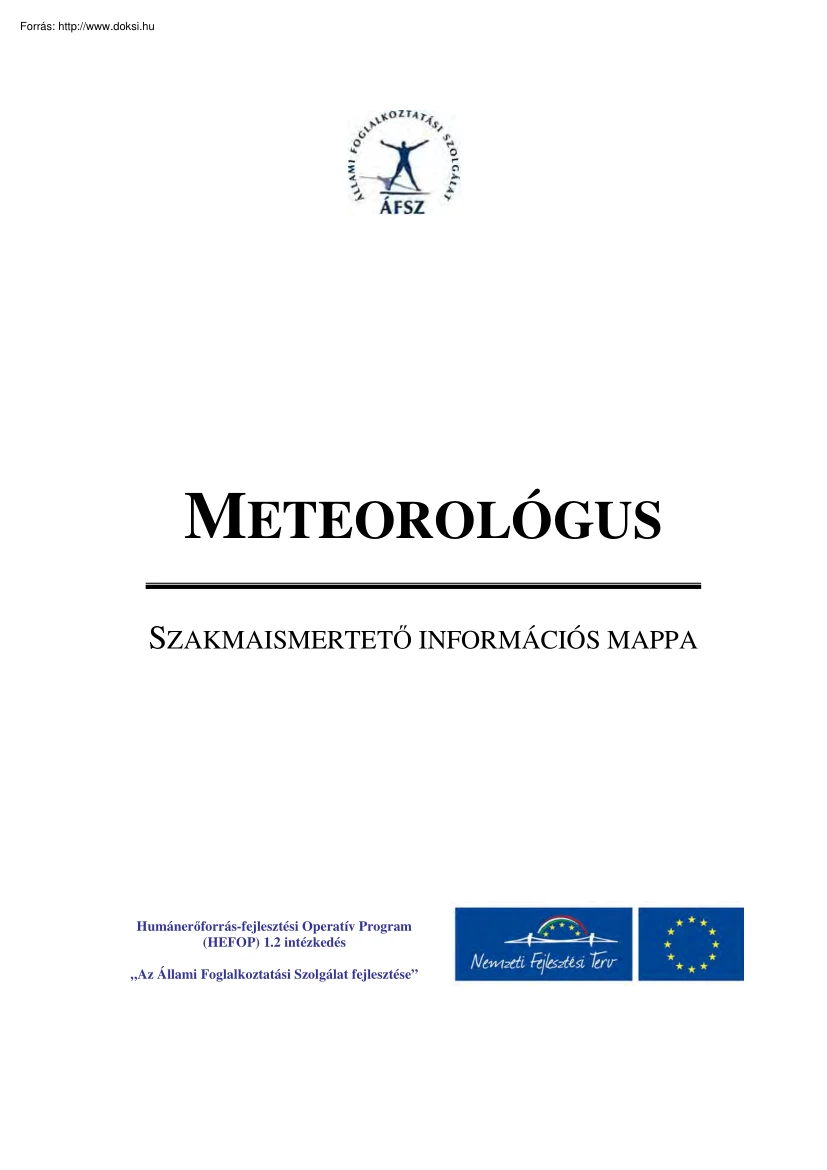 Meteorológus, szakmaismertető információs mappa
