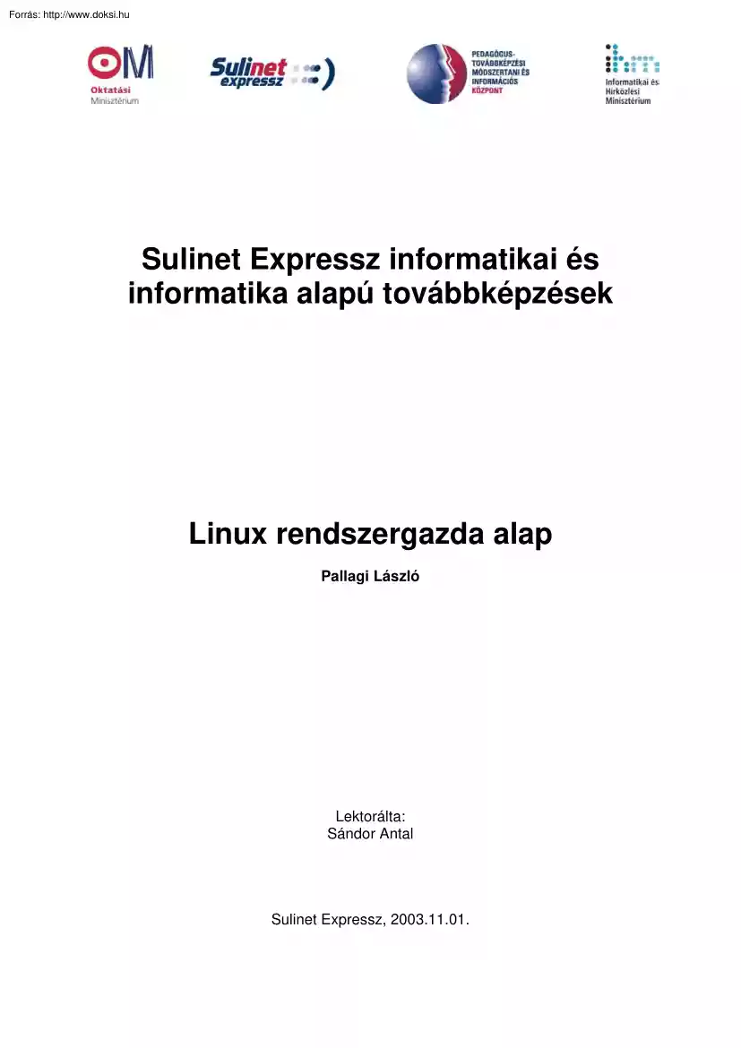 Pallagi László - Linux rendszergazda alap