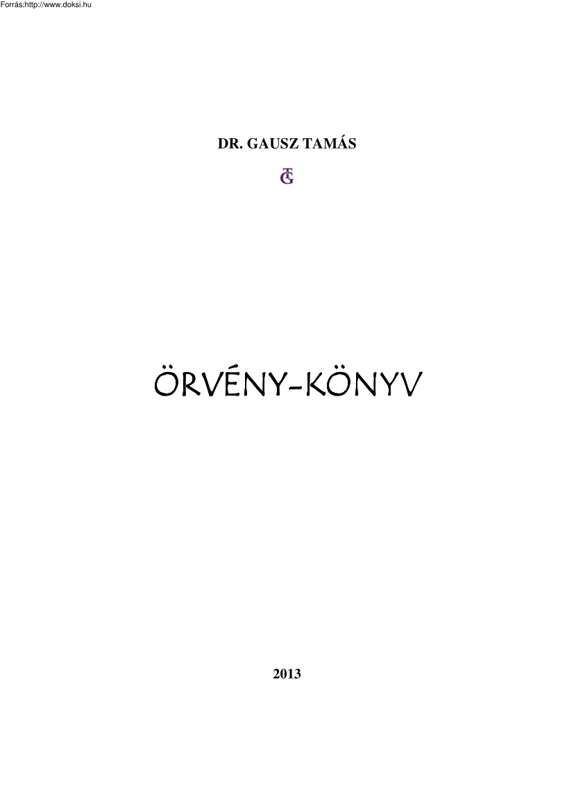 Dr. Gausz Tamás - Örvény-könyv