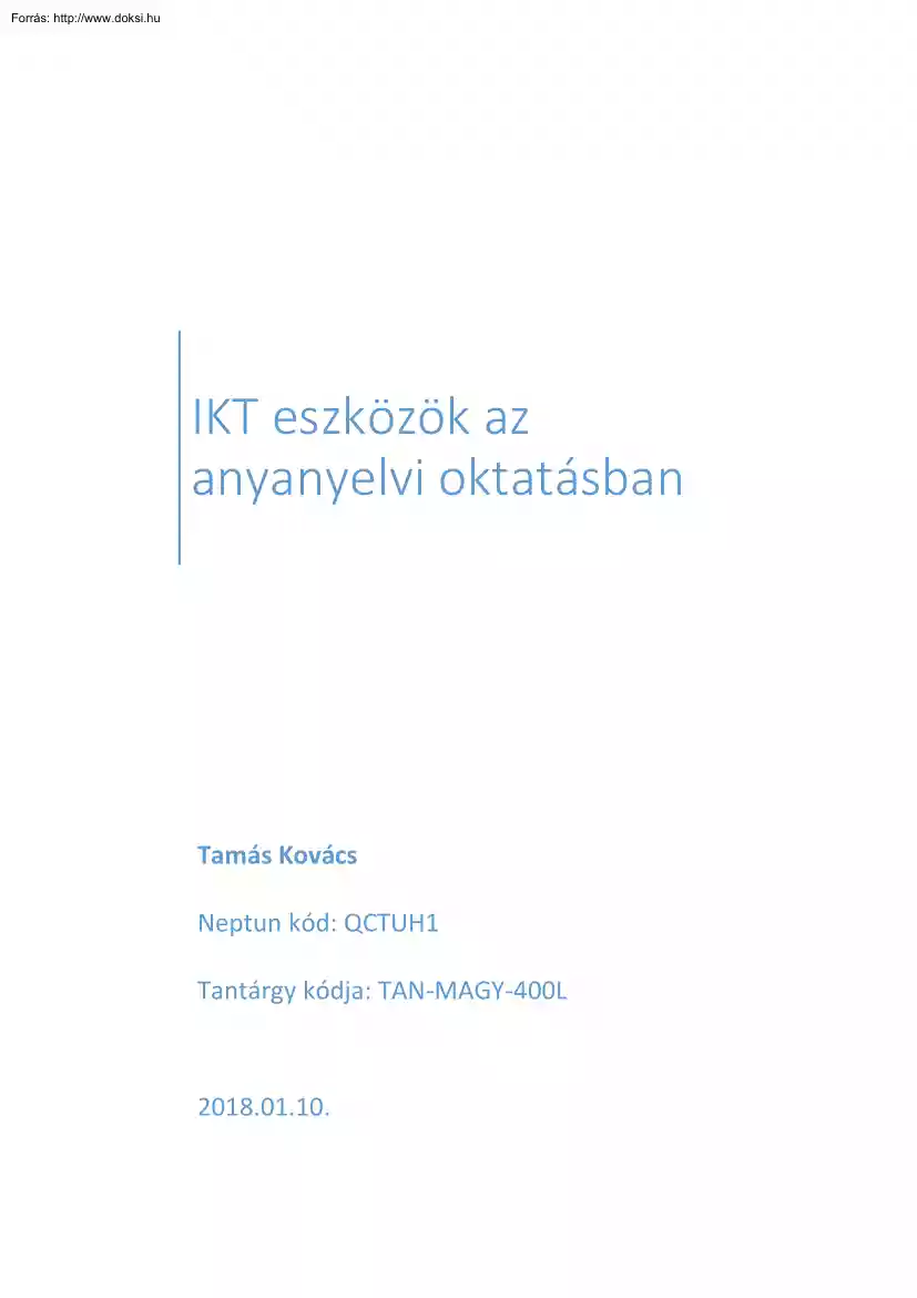 Tamás Kovács - IKT eszközök az anyanyelvi oktatásban