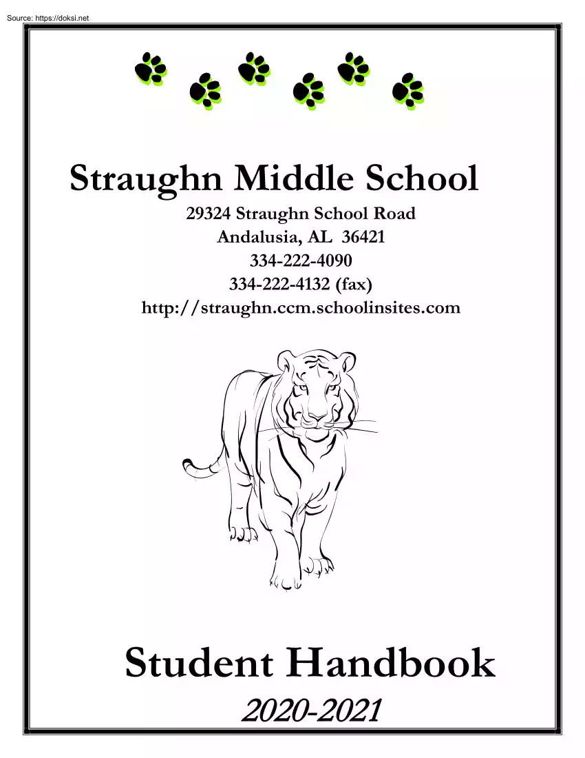 Straughn Middle School, Student Handbook