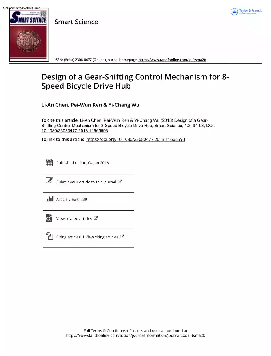 Design of a Gear-Shifting Control Mechanism for 8-Speed Bicycle Drive Hub