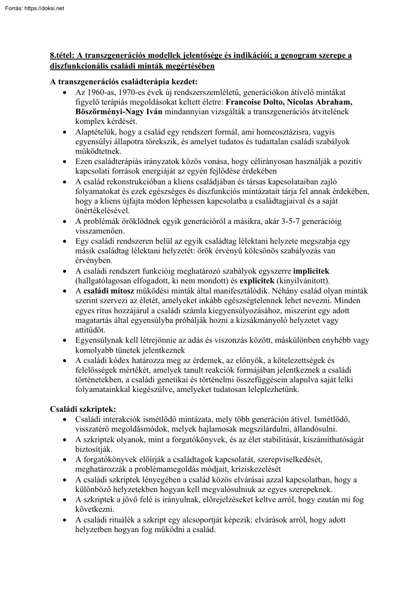 Kurila Levente Péter - A transzgenerációs modellek jelentősége és indikációi, a genogram