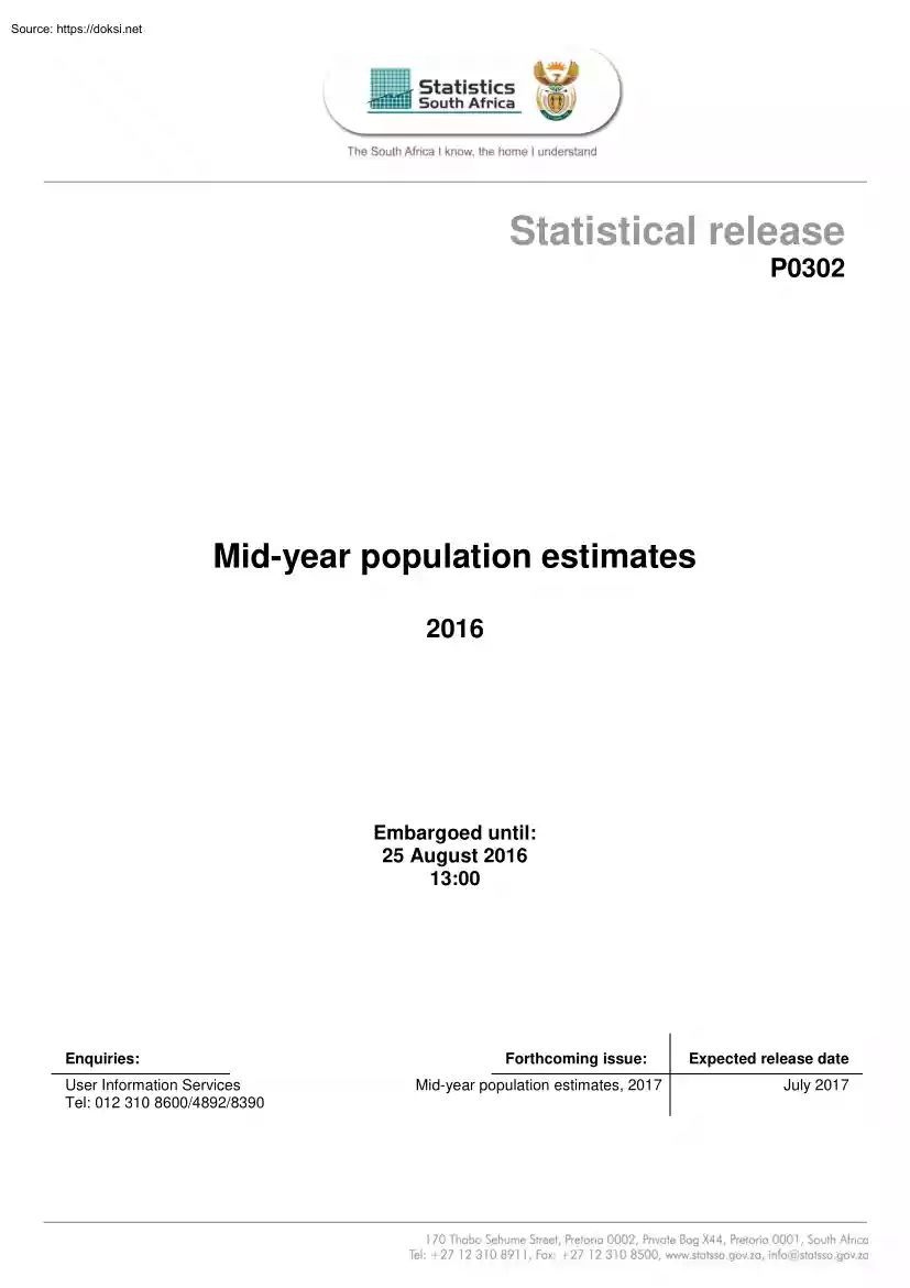 Mid-year Population Estimates