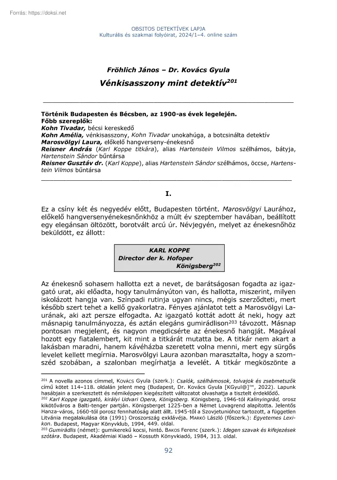Dr. Kovács Gyula - Vénkisasszony mint detektív
