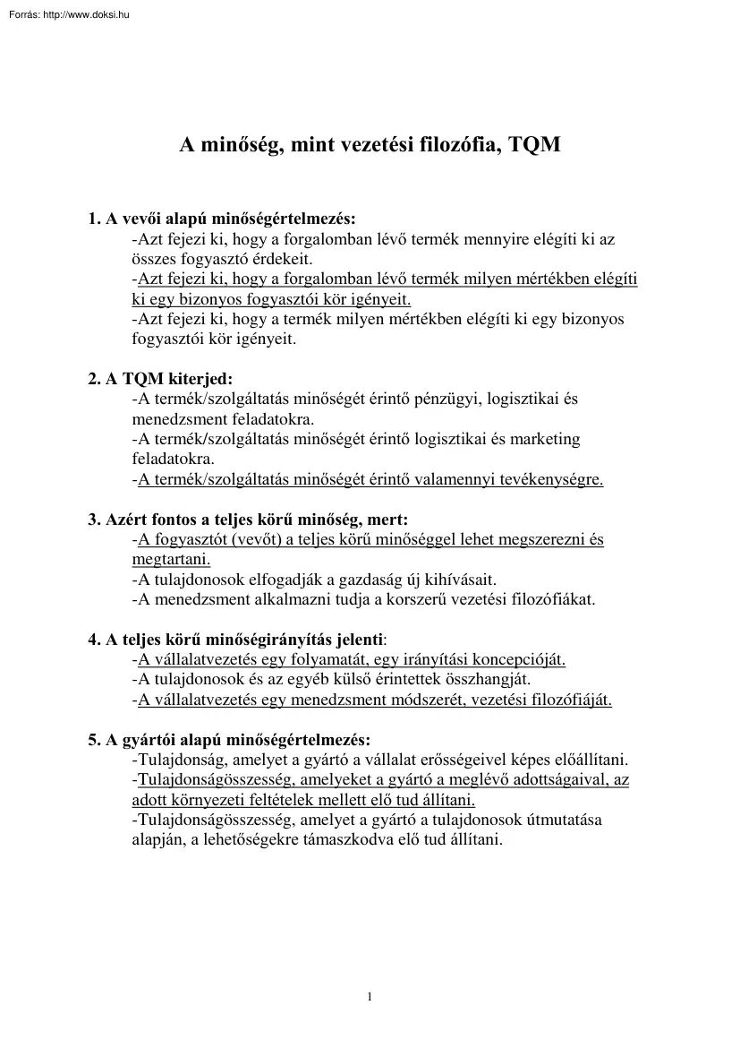 Minőségmenedzsment kérdések és válaszok