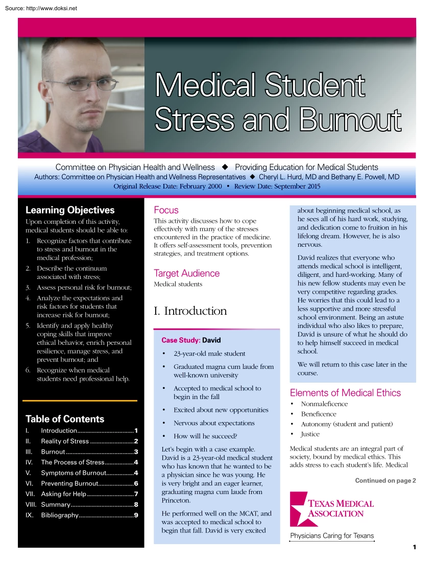Medical Student Stress and Burnout