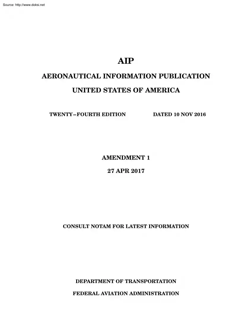 AIP, Aeronautical Information Publication, Twenty-Fourth Edition, Amendment 1