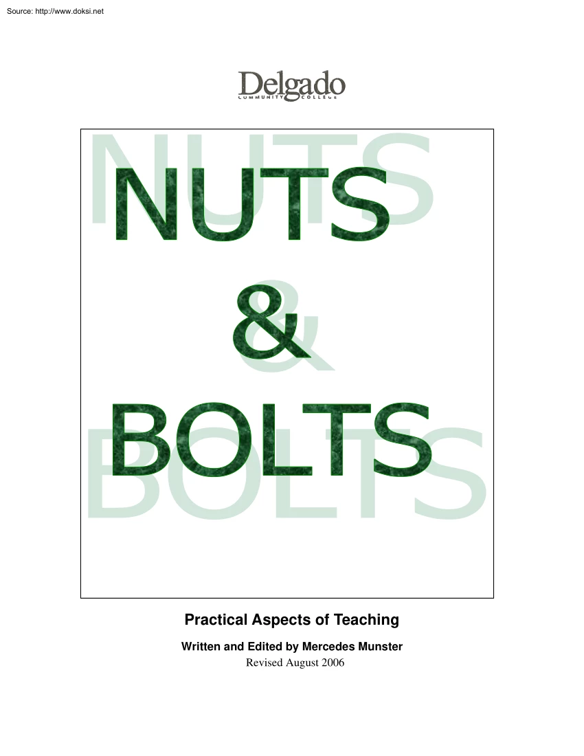 Mercedes Munster - Practical Aspects of Teaching, Nuts and Bolts