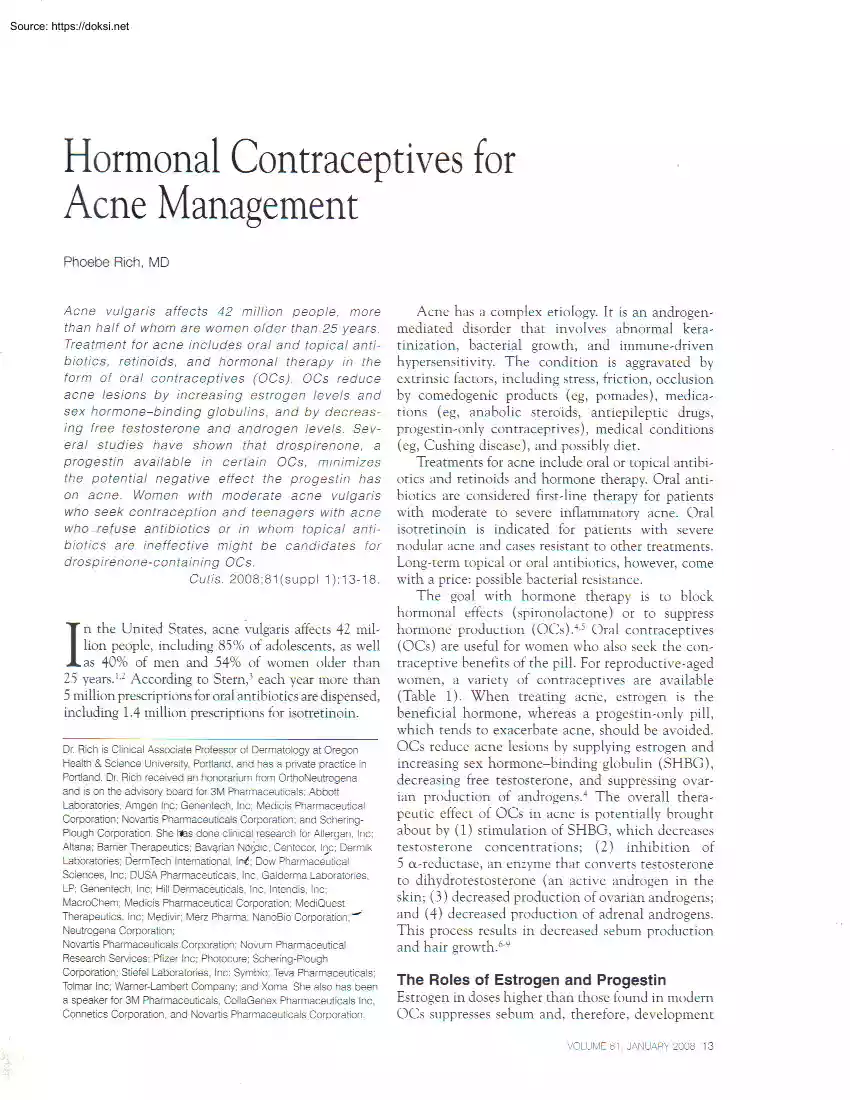 Phoebe Rich - Hormonal Contraceptives for Acne Management