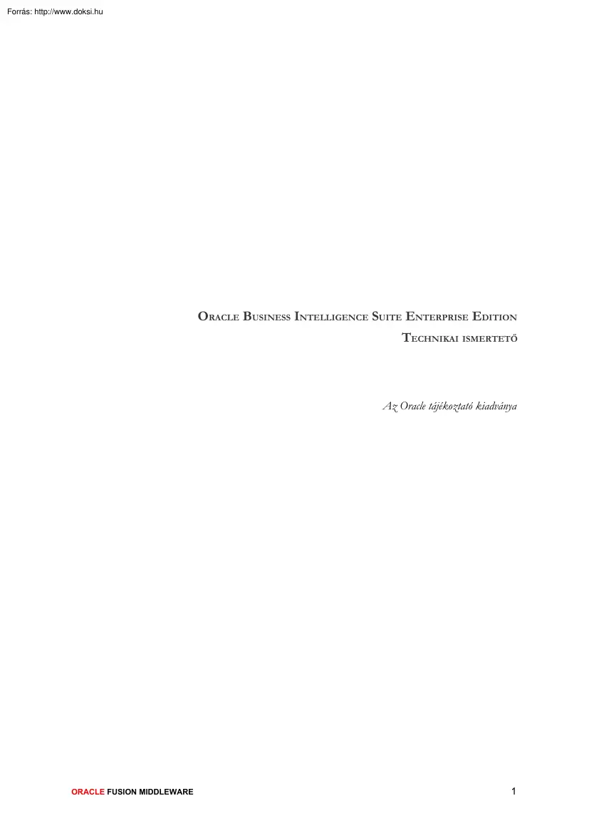 Oracle Business Intelligence Suite Enterprise Edition technikai ismertető