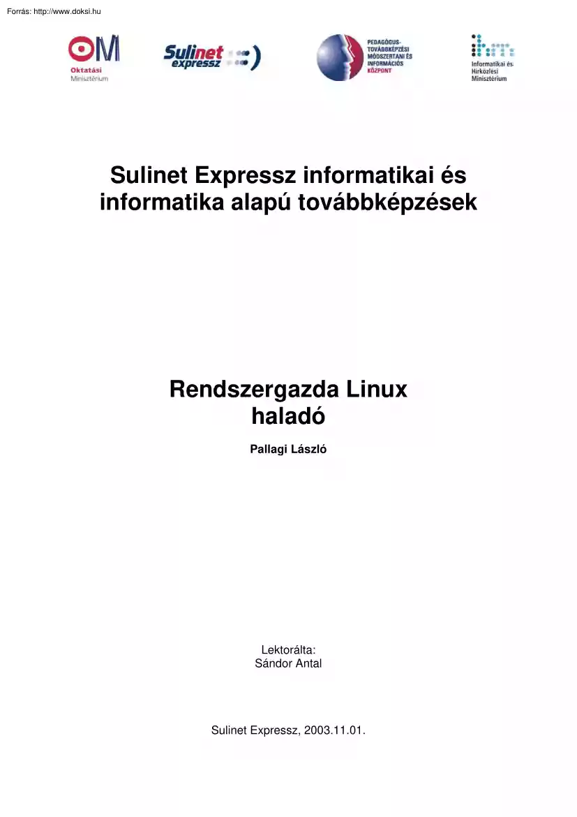 Pallagi László - Linux rendszergazda haladó