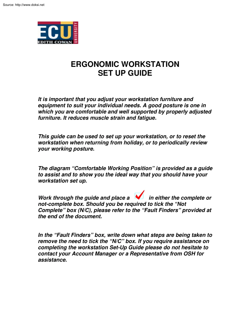 Ergonomic Workstation Set Up Guide