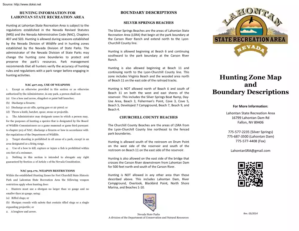 Hunting Information for Lahontan State Recreation Area